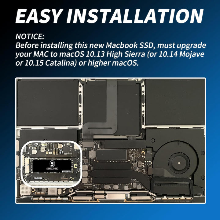 SHARKSPEED SSD 512GB NVMe M.2 PCIe Gen3.0x4 Festplatte Intern Upgrade für MacBook Air A1465 A1466(20