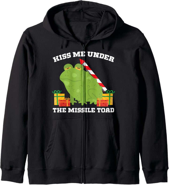 Kiss Me Under The Missile Toad Funny Christmas Holiday Kapuzenjacke
