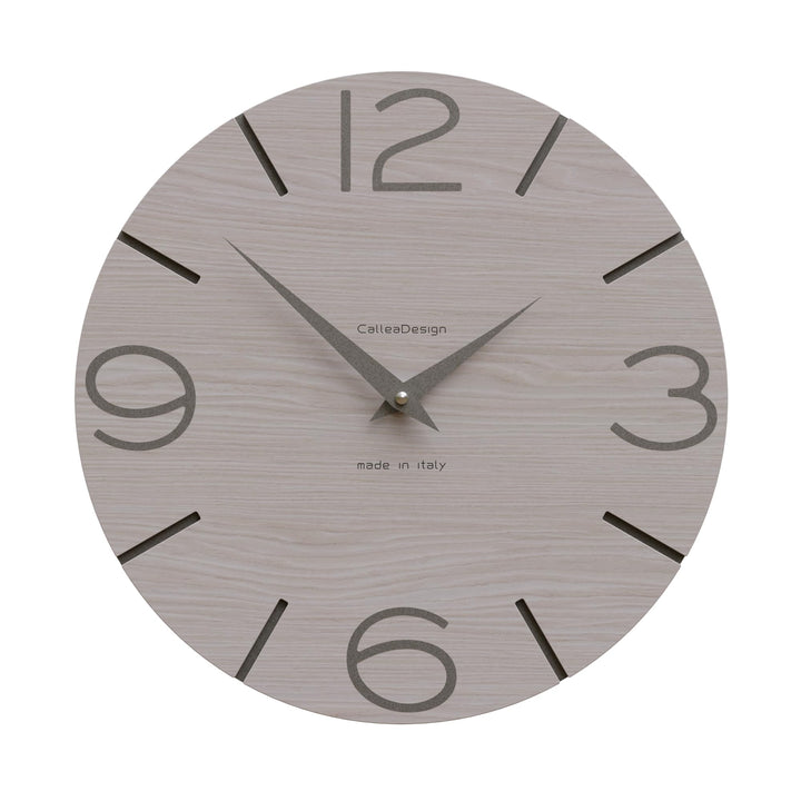 CalleaDesign Wanduhr Smile Eichenbrise und Grauer Quarz Rund 30 cm Schlichtes und modernes Design Ge