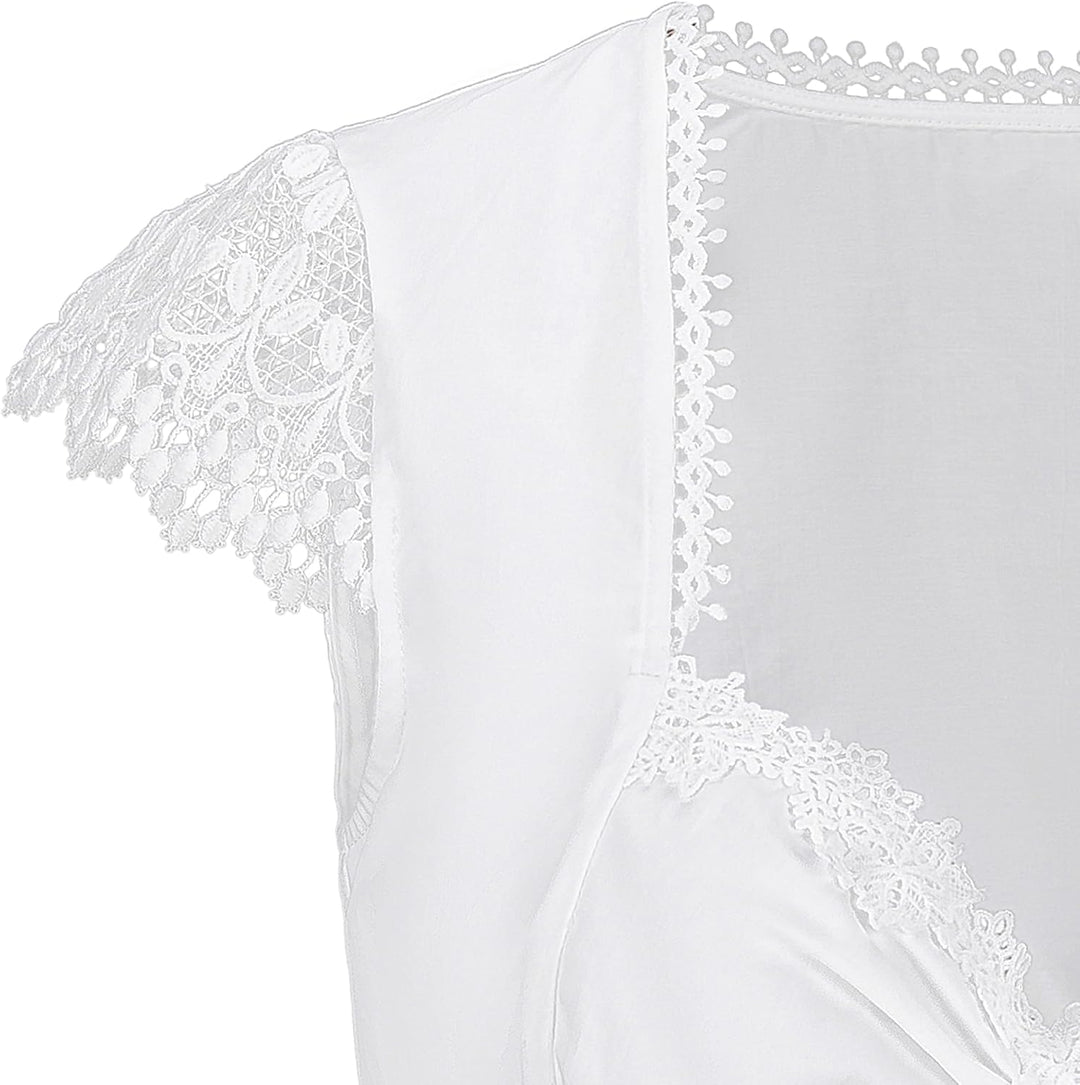 Kelliar Dirndlbluse Damen Trachtenbluse Creme Dirndl Bluse für Bavarian Oktoberfest 42 Creme-78, 42