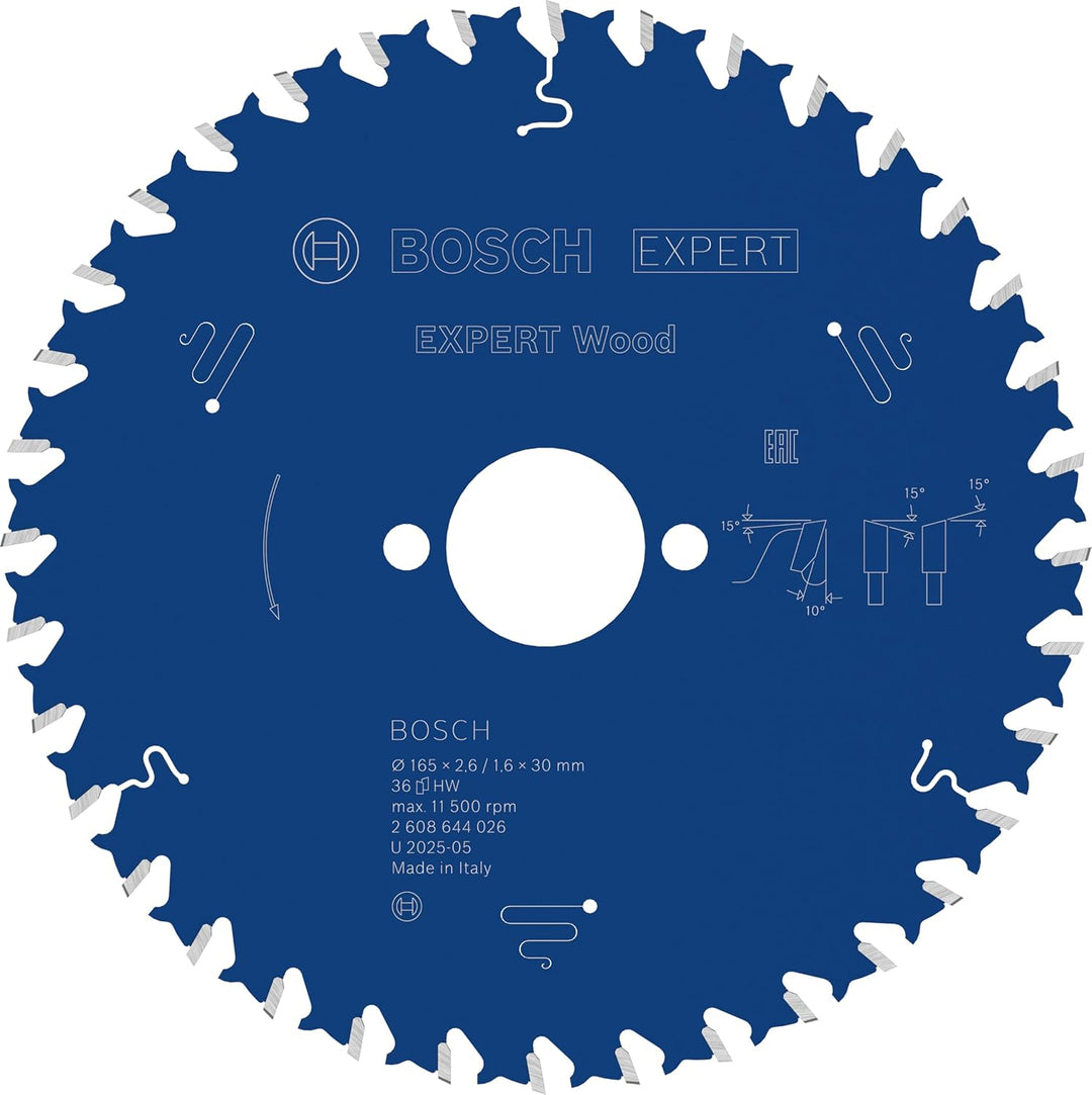 Bosch Professional 1x Kreissägeblatt Expert for Wood (Holz, Sägeblatt Ø 165 x 30 x 2,6 mm, 36 Zähne,