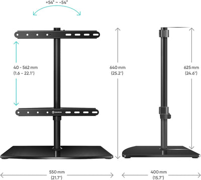 ONKRON TV Standfuss TV Ständer höhenverstellbar & schwenkbar - TV Halterung 32 Zoll - 75 Zoll für Fl