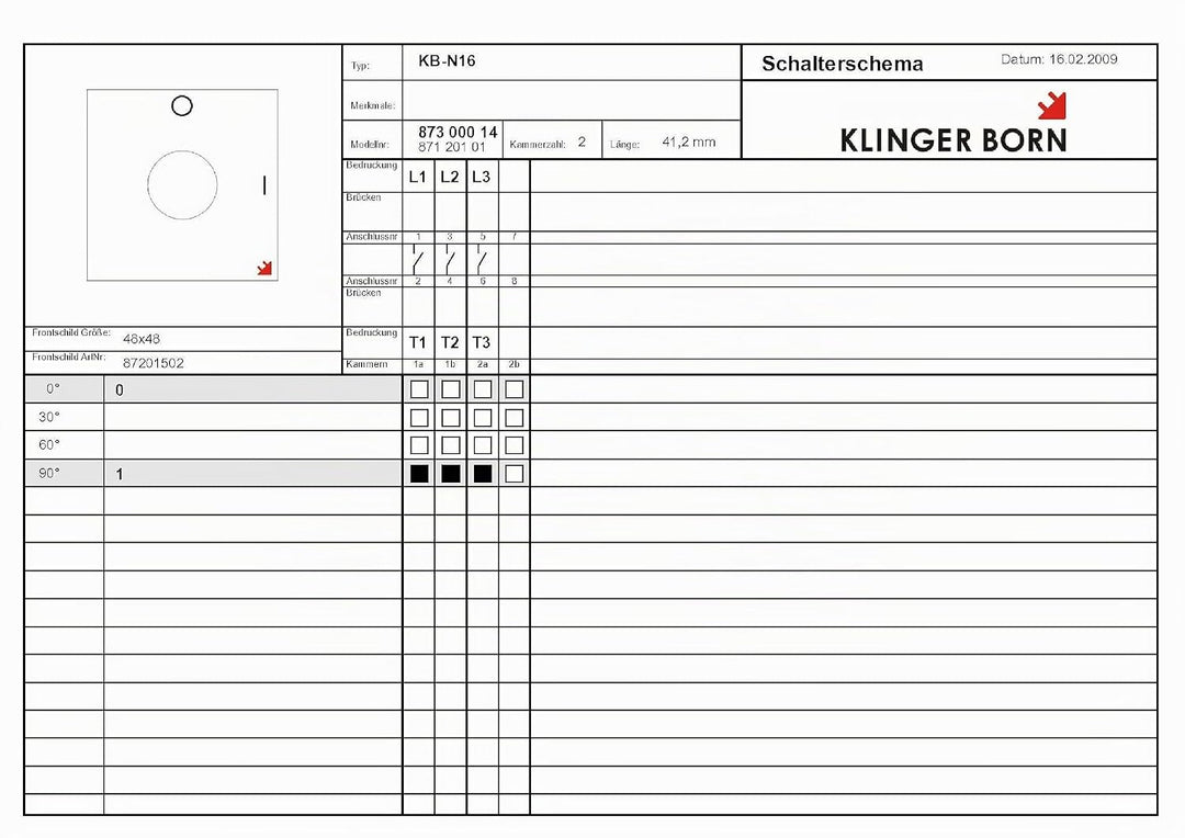 KlingerBorn KB-N16 | Hauptschalter | Hochleistungs-Nockenschalter | 16A, 3-polig, Abschliessbar | 48
