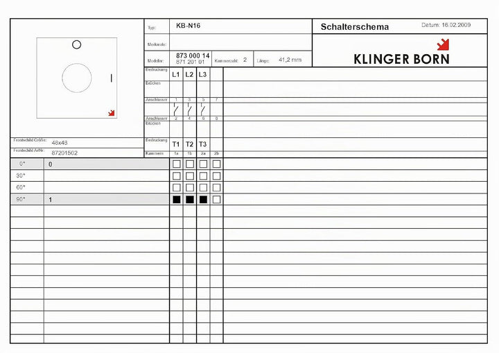 KlingerBorn KB-N16 | Hauptschalter | Hochleistungs-Nockenschalter | 16A, 3-polig, Abschliessbar | 48