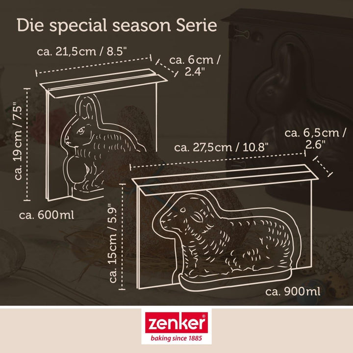 Zenker Osterlamm und Hase Backformen zu Ostern - 900 & 600 ml Füllvolumen - 3D Kuchenformen mit Häsc