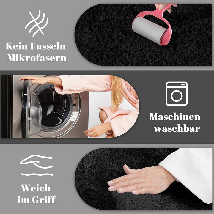 SOANNY Badematte 60x150 cm, Einzelstück, Hochflor Mikrofaser, rutschfest & Waschbar, Saugfähig Gross