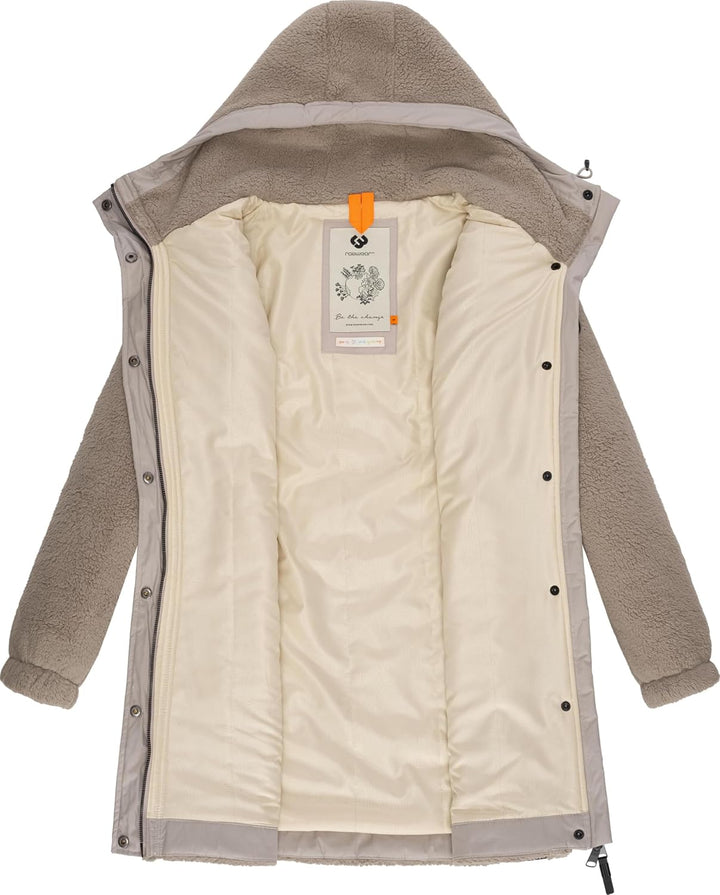 Ragwear Damen Fleecejacke Kurze Teddyfleece-Jacke warm mit Kapuze Cousy XS-6XL 3XL Bone24, 3XL Bone2