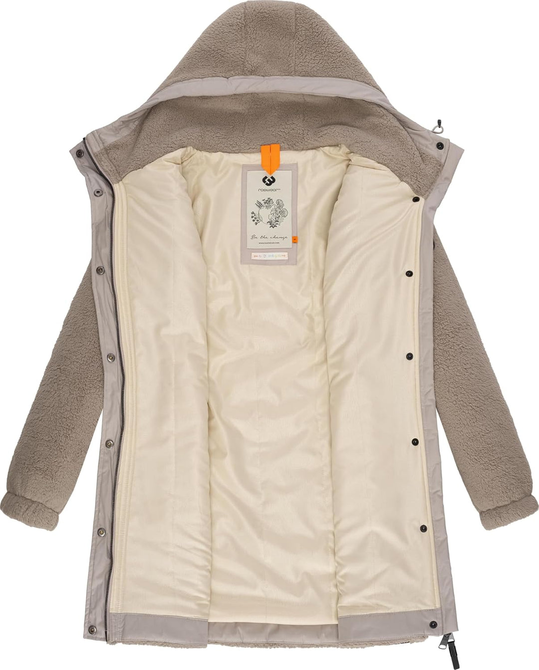 Ragwear Damen Fleecejacke Kurze Teddyfleece-Jacke warm mit Kapuze Cousy XS-6XL L Bone24, L Bone24