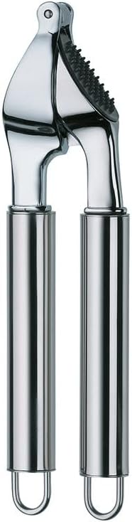 kela Knoblauchpresse Edelstahl 20 x 3,5 cm Rondo, spülmaschinenfest, Silber glänzend, 20 x 3.5 x 2 c