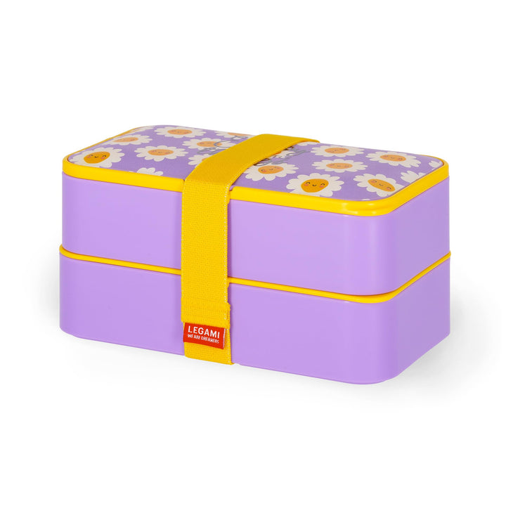 Legami - Lunchbox mit 3 Besteckn, Daisy, Lunchbox, Fassungsvermögen 1200 ml, auslaufsicher, mikrowel