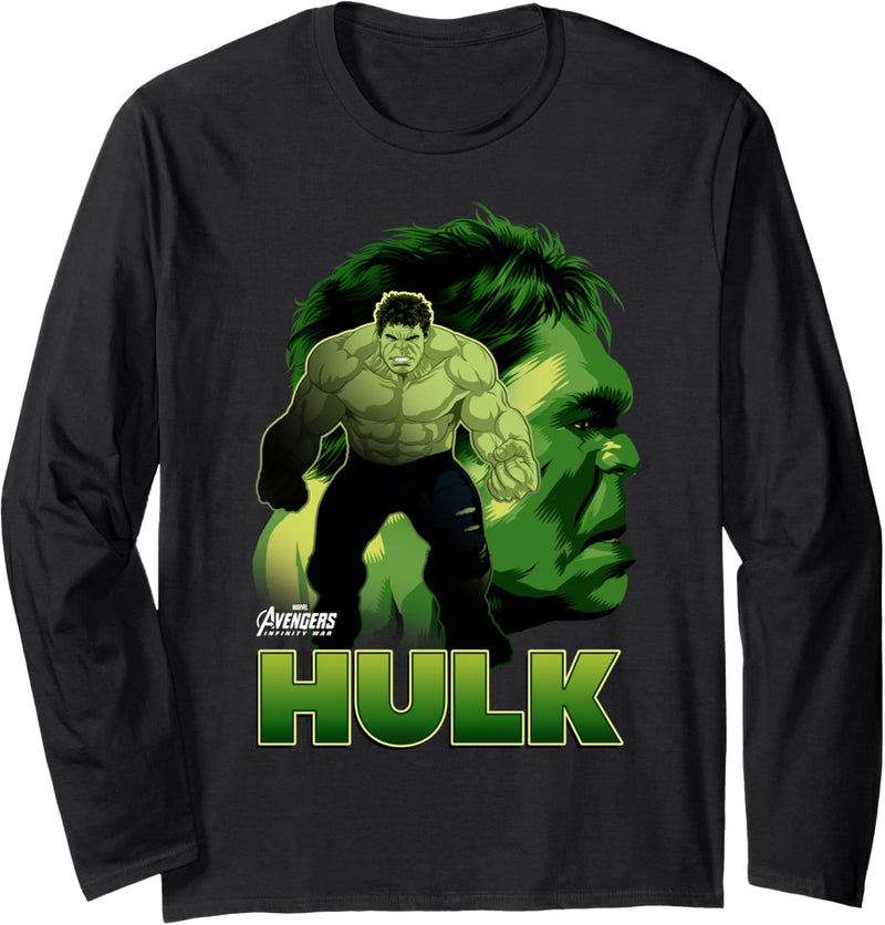 Marvel Infinity War Hulk Big Head Profile Langarmshirt