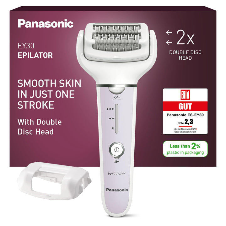 Panasonic ES-EY30-V503 Nass/Trockenepilierer, Dual Disc mit 60 Pinzetten, 90° schwenkbarer Kopf, 3 G