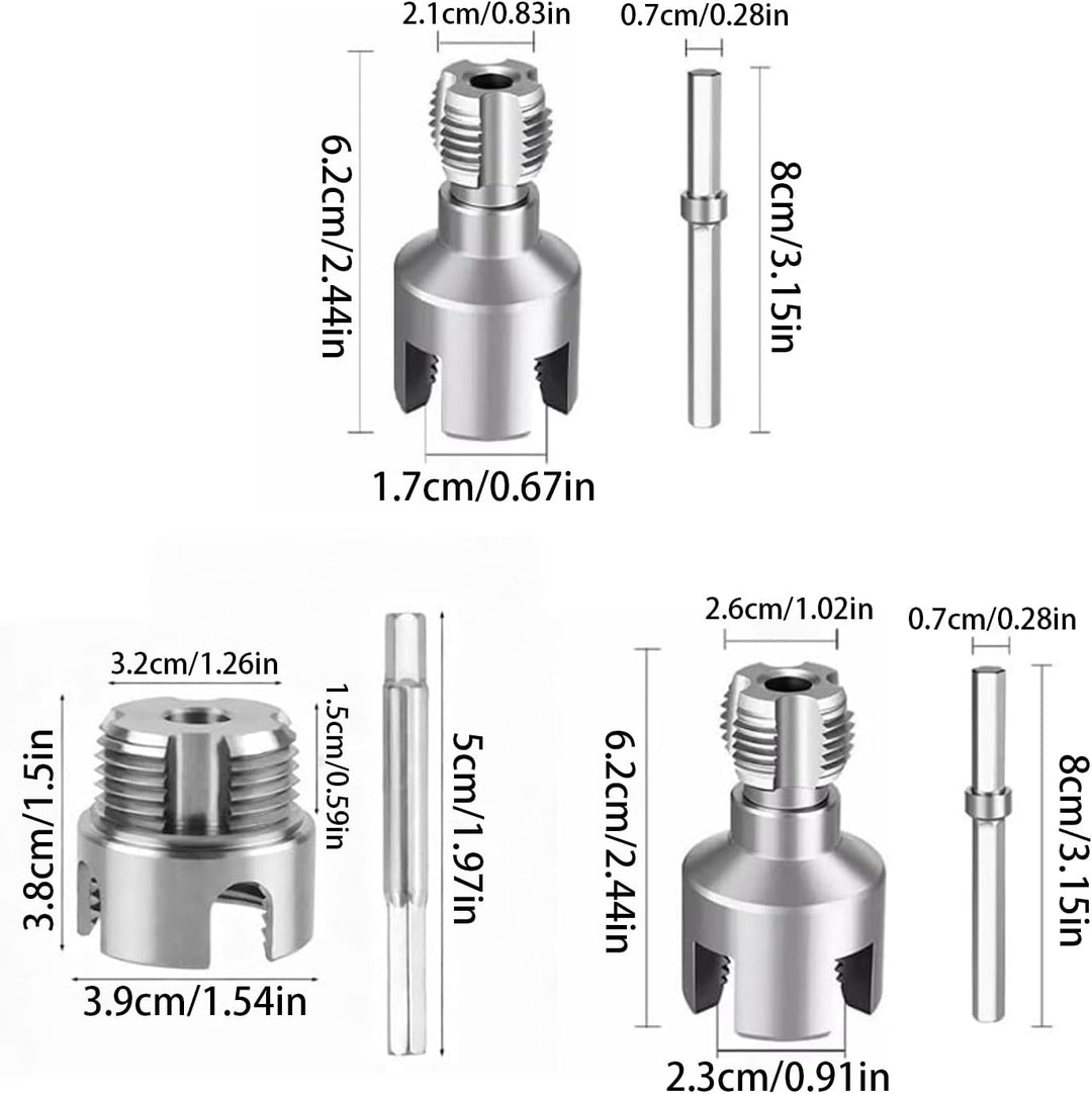 Gewindeschneider-Set für PVC-Rohre, Doppelfunktion, auslaufsicher, integriertes Gewindewerkzeug für