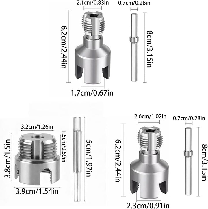Gewindeschneider-Set für PVC-Rohre, Doppelfunktion, auslaufsicher, integriertes Gewindewerkzeug für