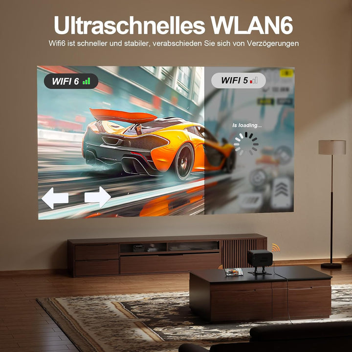 Smart Mini Beamer 4K kompatibel mit Apps XuanPad 30000 Lumen Beamer mit Autofokus & Trapezkorrektur,