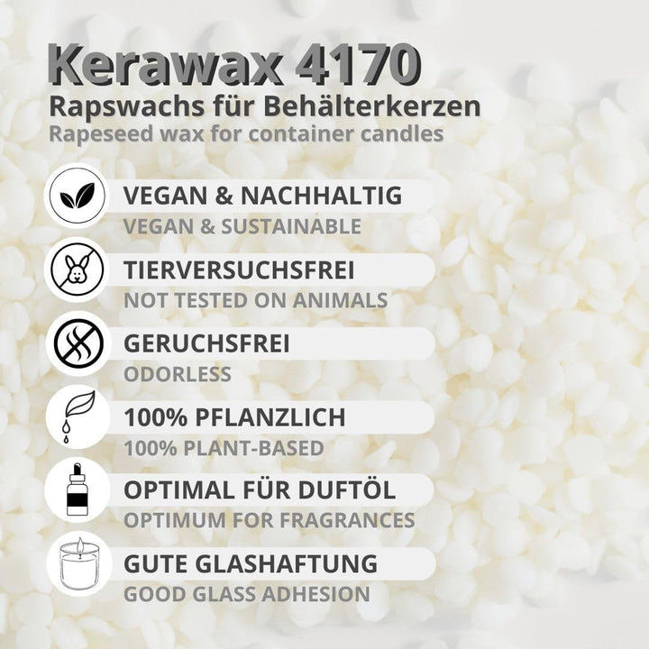 DistrEbution Rapswachs Kerawax 4170 für Behälterkerzen 10kg Kerzenwachs zu giessen