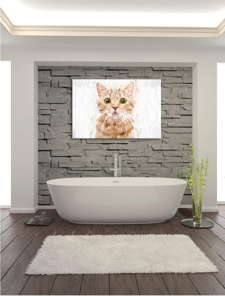 Pixxprint Katze Scottish Straight / 100x70cm Leinwandbild bespannt auf Holzrahmen/Wandbild Kunstdruc