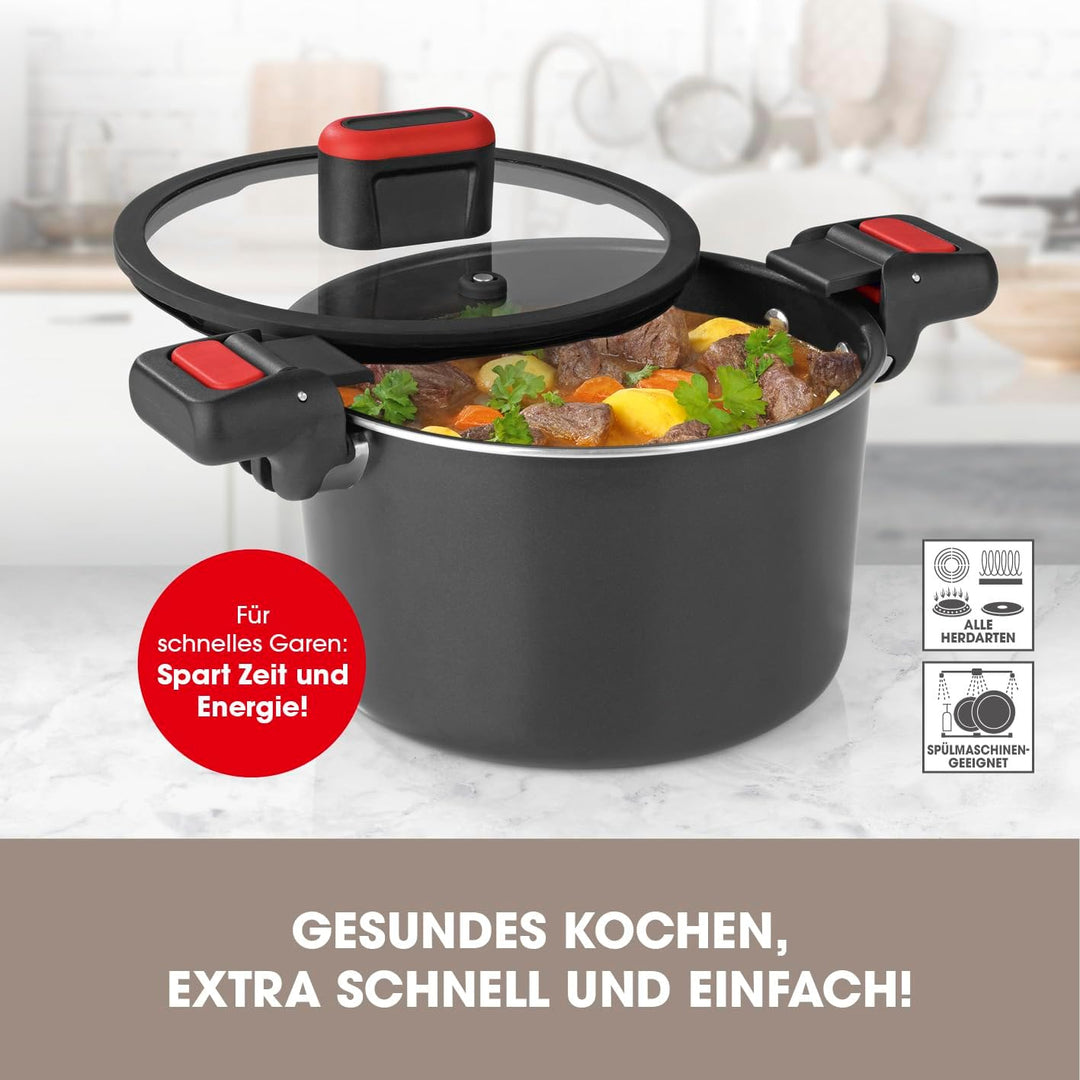 GOURMETmaxx Aluguss-Energiespartopf 5,8 L | ø 24 cm | Antihaftbeschichtung | Schnelle, einfache, fet