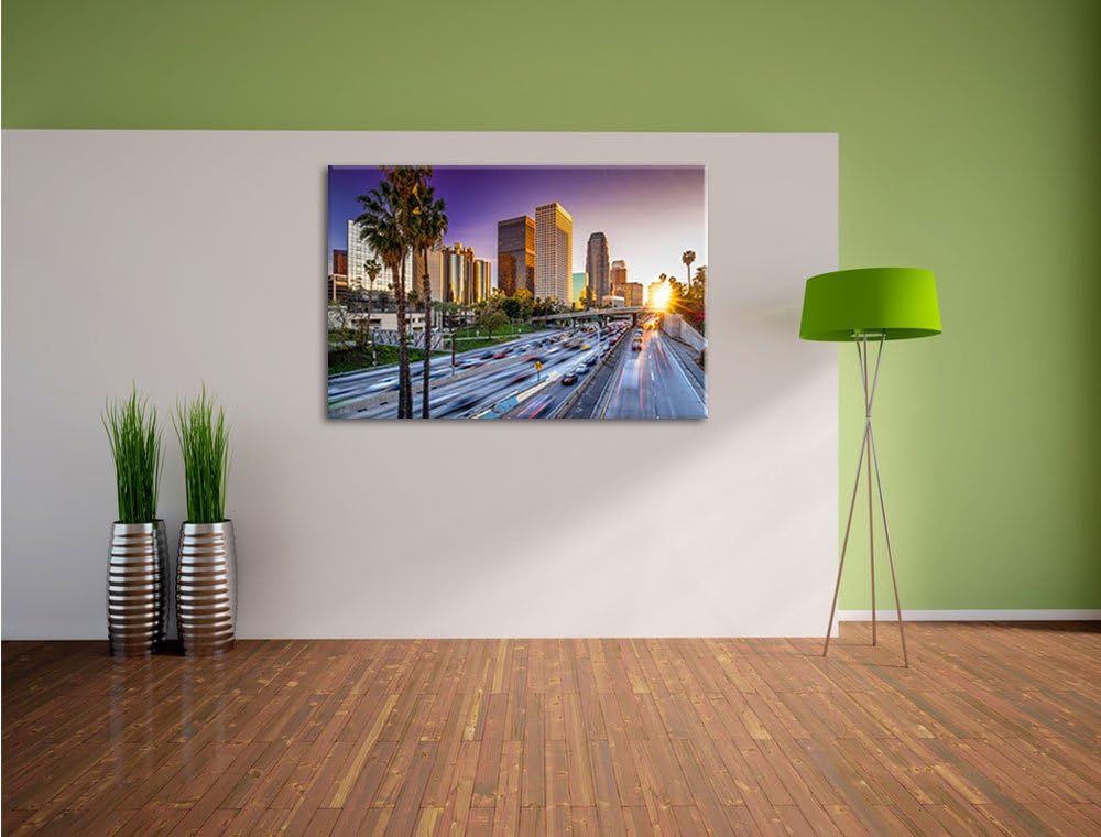 Pixxprint Strassenverkehr in Los Angeles, Format: 100x70 auf Leinwand, 100x70