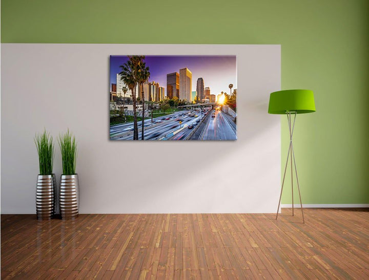 Pixxprint Strassenverkehr in Los Angeles, Format: 100x70 auf Leinwand, 100x70