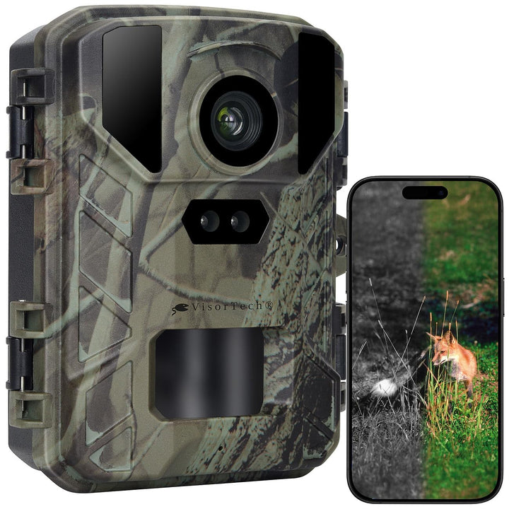VisorTech WLAN Wildkameras: WLAN-Wildkamera mit 50 MP, interpolierter 4K-Auflösung & No-Glow-IRs (mi