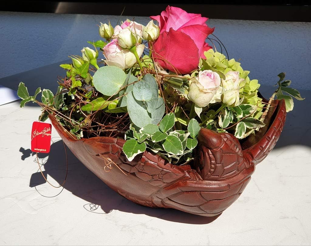 Windalf Handarbeit Grosse Obstschale Ella l30 cm Glücks Schildkröte Dekoschale Holz