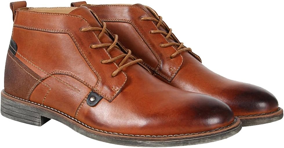 rismart Herren Knöchel hoch Runder Zeh Stilvoll Leder Chukka Bootsschuhe 44 EU Bräunen, 44 EU Bräune