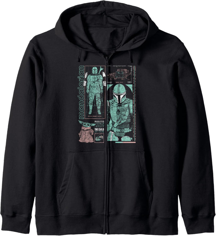 Star Wars Mandalorian & The Child Pastel Infographic Kapuzenjacke