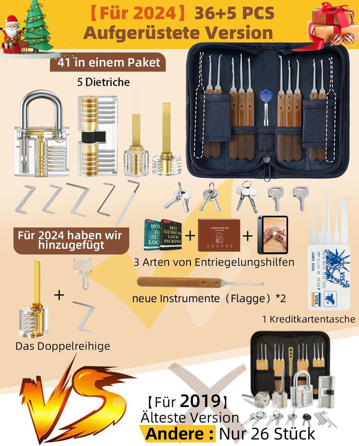 Eventronic 36+5 Stück Lockpicking Set, [2024 Neue Schwierigste Schlösser Hinzufügen] Dietrich Set mi