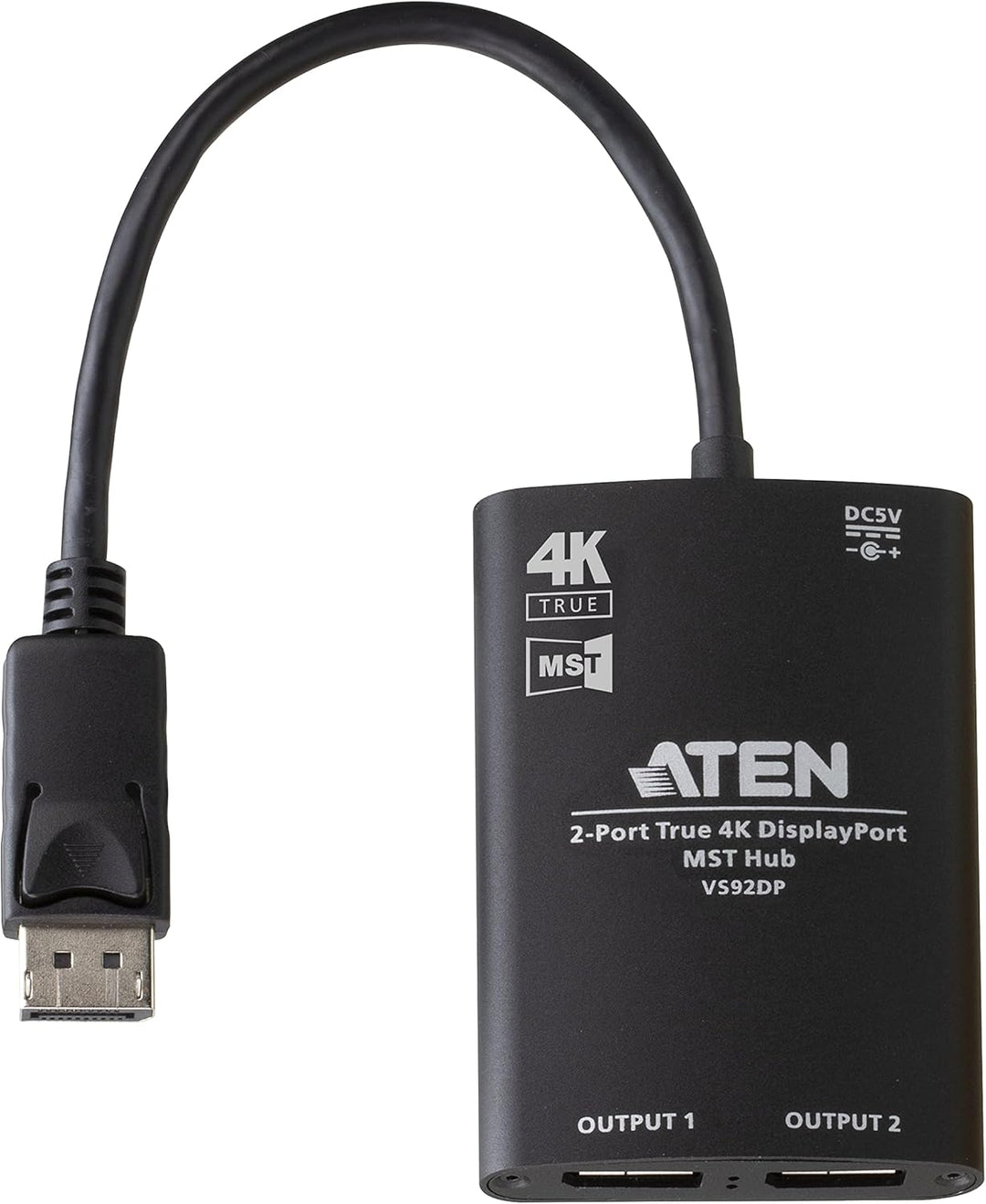ATEN, VS92DP, 2-Port True 4K DisplayPort MST Hub, unterstützt bis zu 4K@60Hz (4:4:4) Videoauflösung,