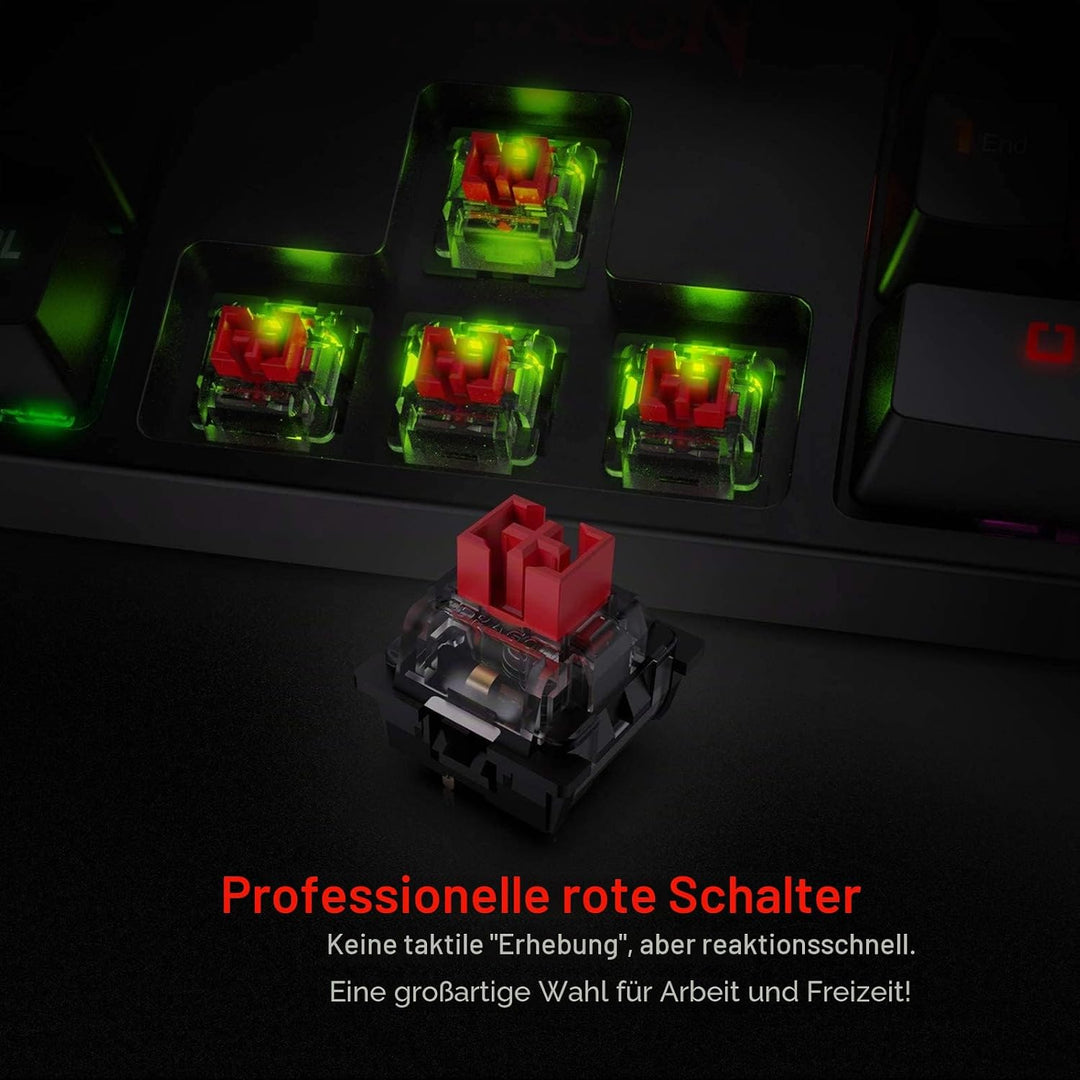 Redragon K582-US SURARA RGB LED-Hintergrundbeleuchtete QWERTY Mechanische Gaming-Tastatur mit 104 Ta