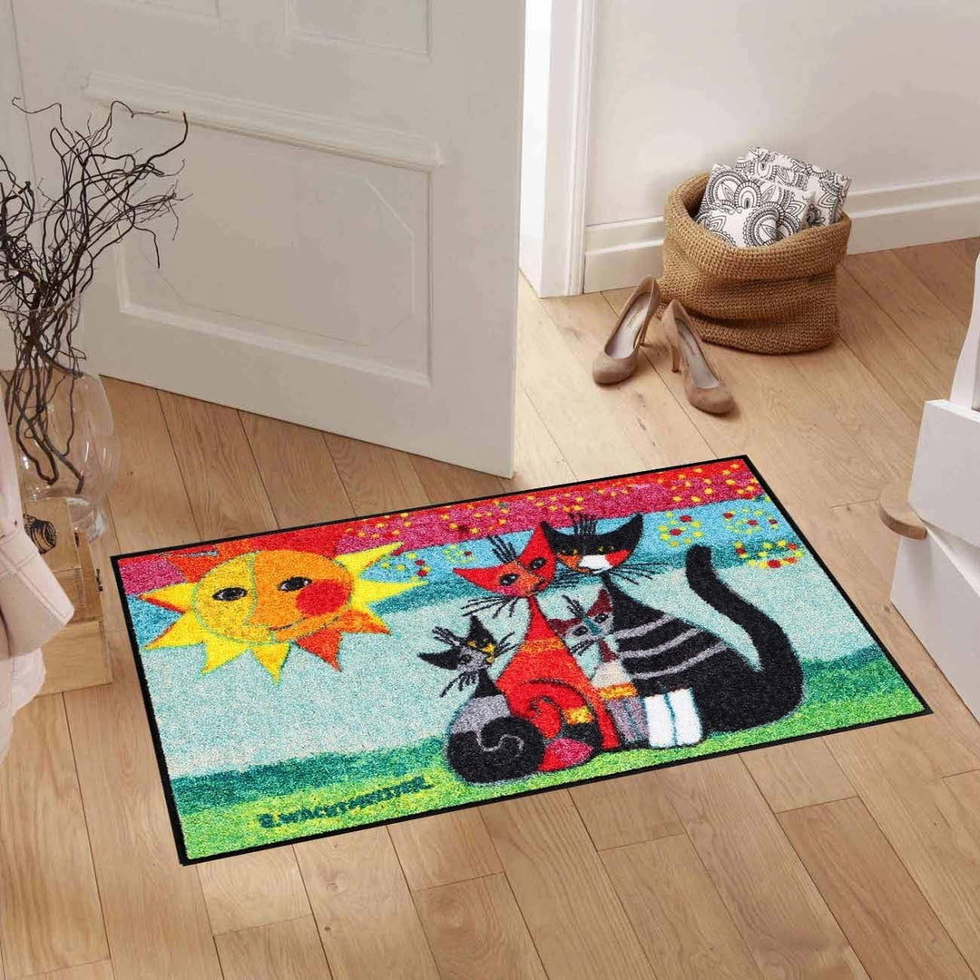 Salonloewe Rosina Wachtmeister Fussmatte waschbar Momenti 50x75 cm Eingangs-Matte Katzen bunt rutsch