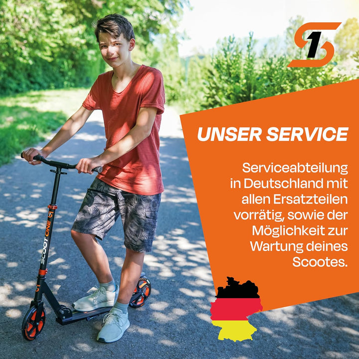 Scoot One Aluminium Scooter S 1 / S 2 – höhenverstellbarer Aluminiumroller Scooter Roller ABEC 7 Ora