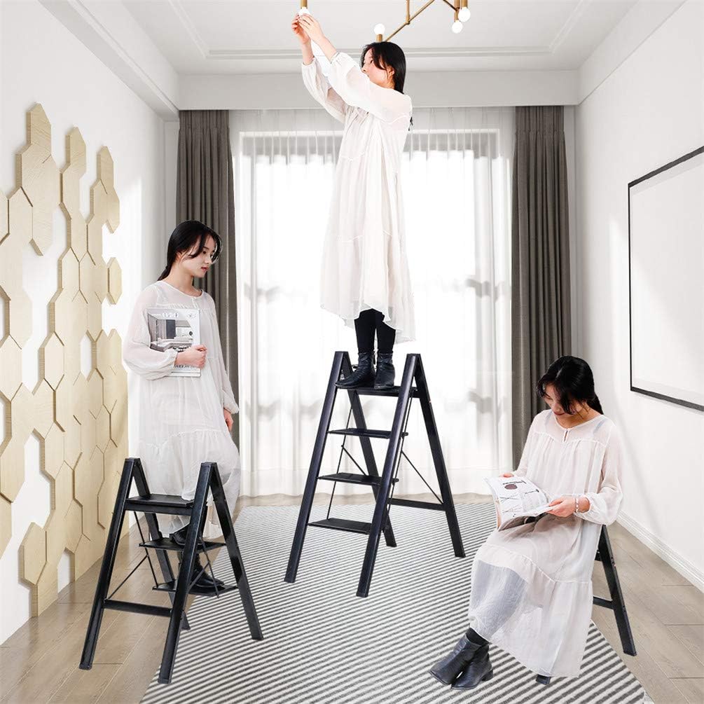 BAOYOUNI Trittleiter, Leicht, Klapptrittleiter, Aluminium Sicherheits Stehleiter, mit rutschfeste Br