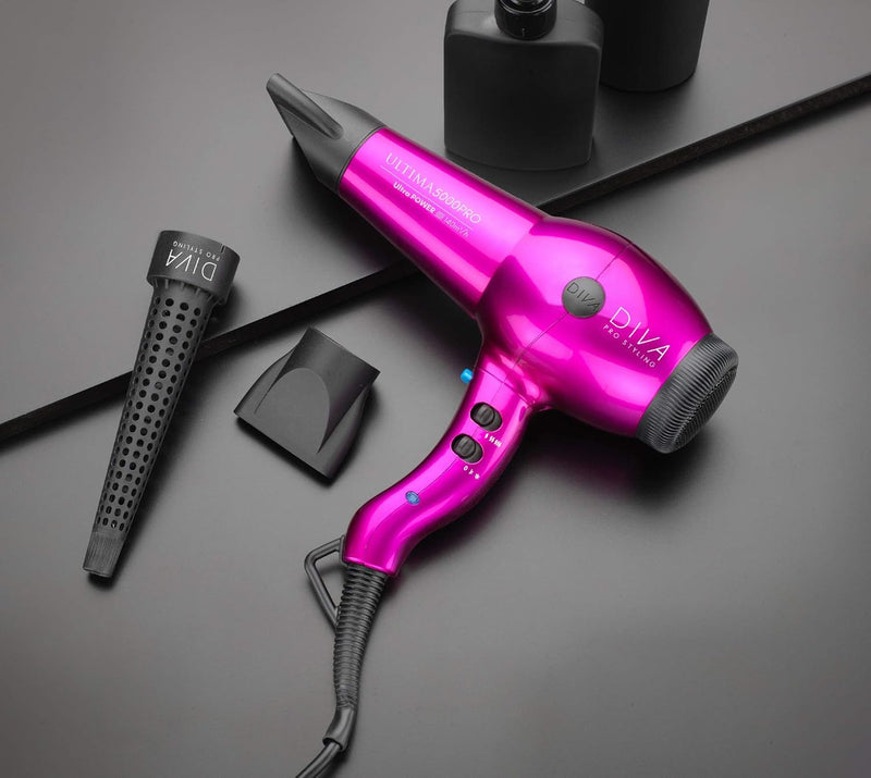 DIVA Pro Styling Ultima 5000 Pro Haartrockner/Föhn - 2200W, 4 Hitze- und 2 Geschwindigkeitsstufen -