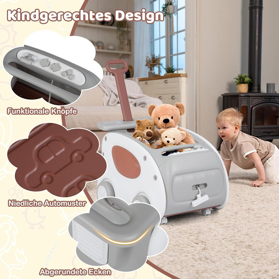 COSTWAY Baby Lauflernwagen, 2-in-1 Lauflernhilfe mit Rädern, klappbarer Sitz & Sicherheitsgurt, baby