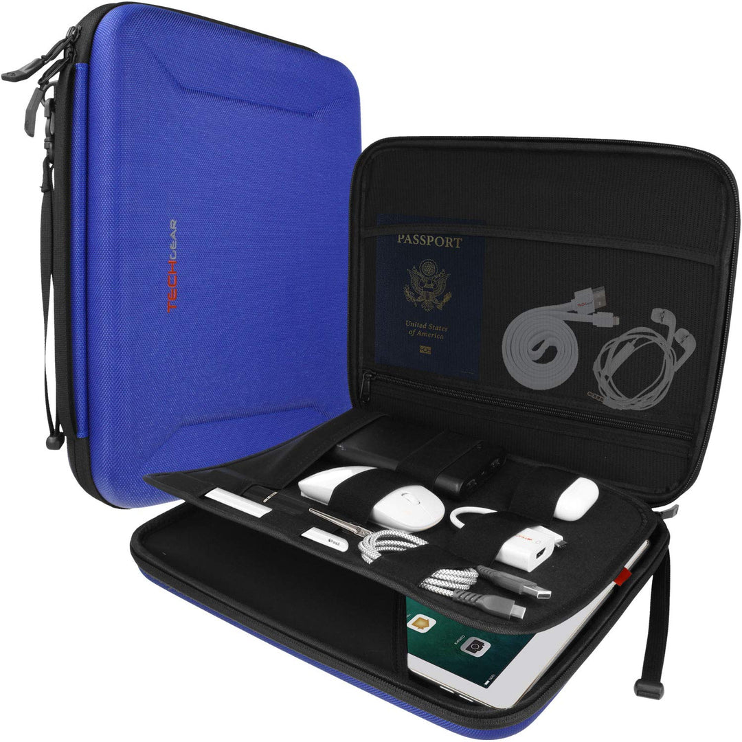 TECHGEAR Portfolio Organizer Tasche, Hartschale mit Riemen USB Kabel iPad Stift Halter und Griff Sch