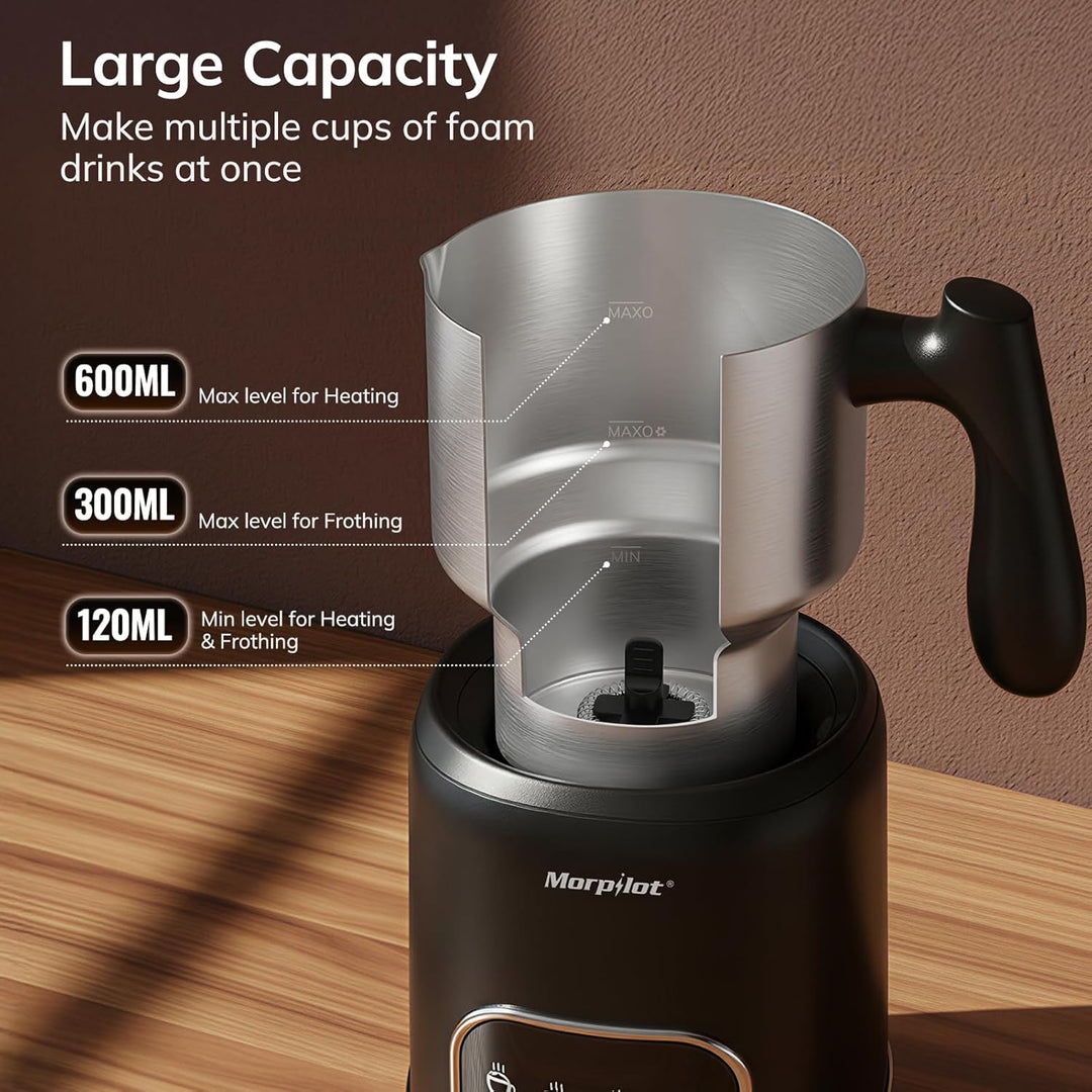 Morpilot Milchaufschäumer Elektrisch 4 in 1, 120-600ml, 550W, Milchschäumer für Heisser und Kalter M