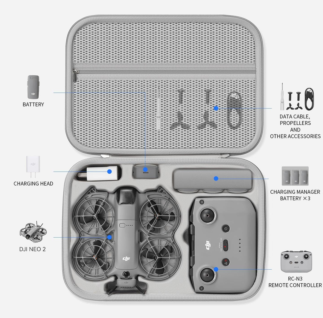 Tasche Case für DJI Neo 2 Fly More Combo, wasserdichte PU-Schulter-/Handtasche für DJI Neo 2 Drohnen