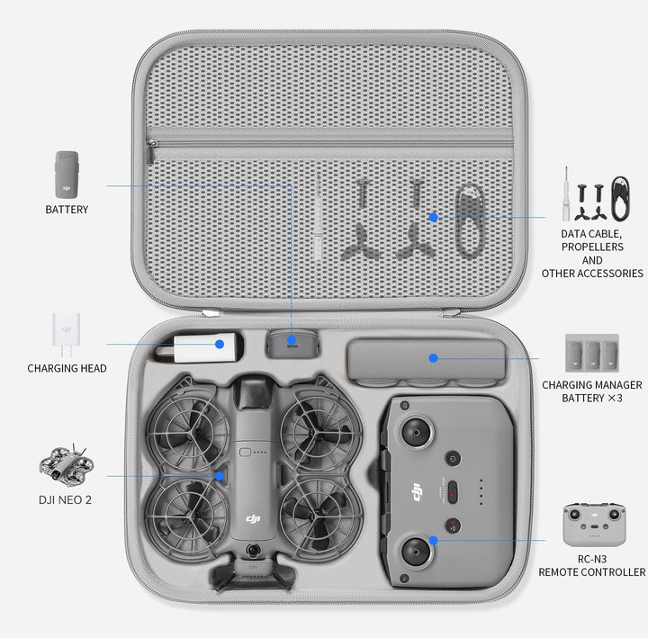 Tasche Case für DJI Neo 2 Fly More Combo, wasserdichte PU-Schulter-/Handtasche für DJI Neo 2 Drohnen