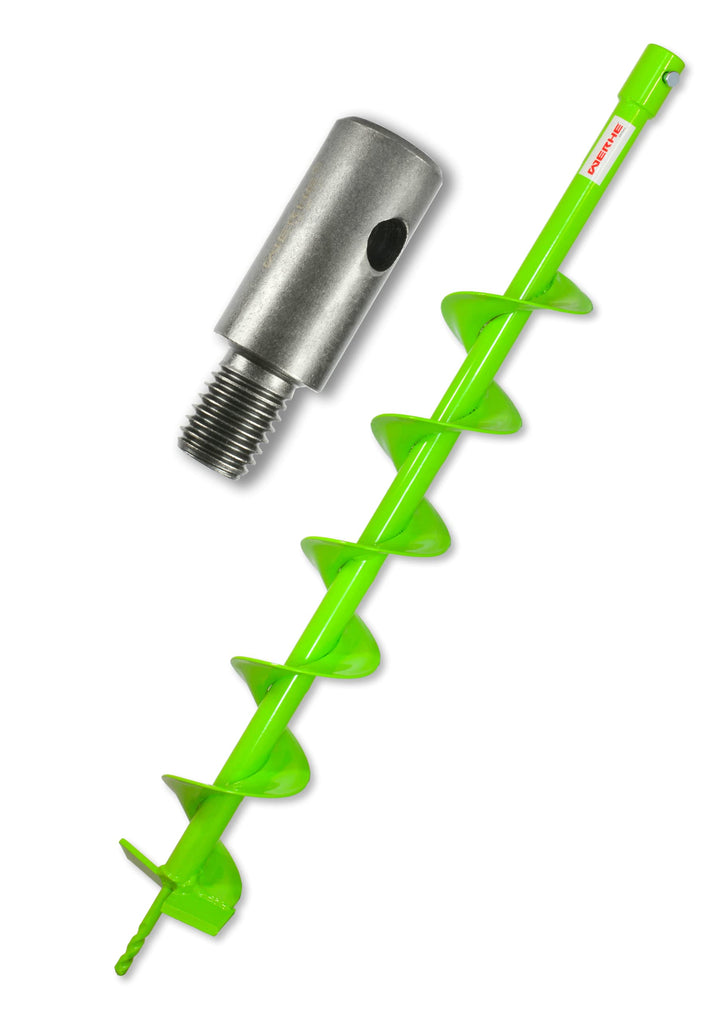 WERHE® Profi Bohrer VollStahl, Erdbohrer für bohrmaschine 100 mm Extrem robust mit m14 Adapter - Pfa