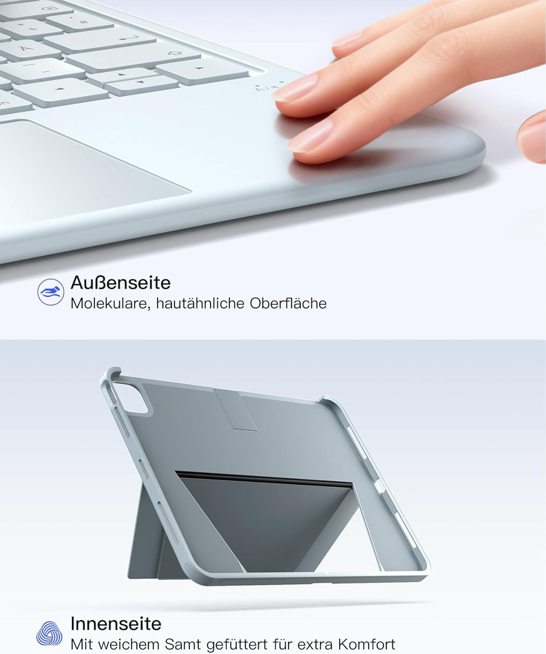 Inateck Hülle mit Tastatur für iPad Air 11 Zoll(2025/2024),Air 5/4,für iPad Pro 11 Zoll, 5,1" Vollfl