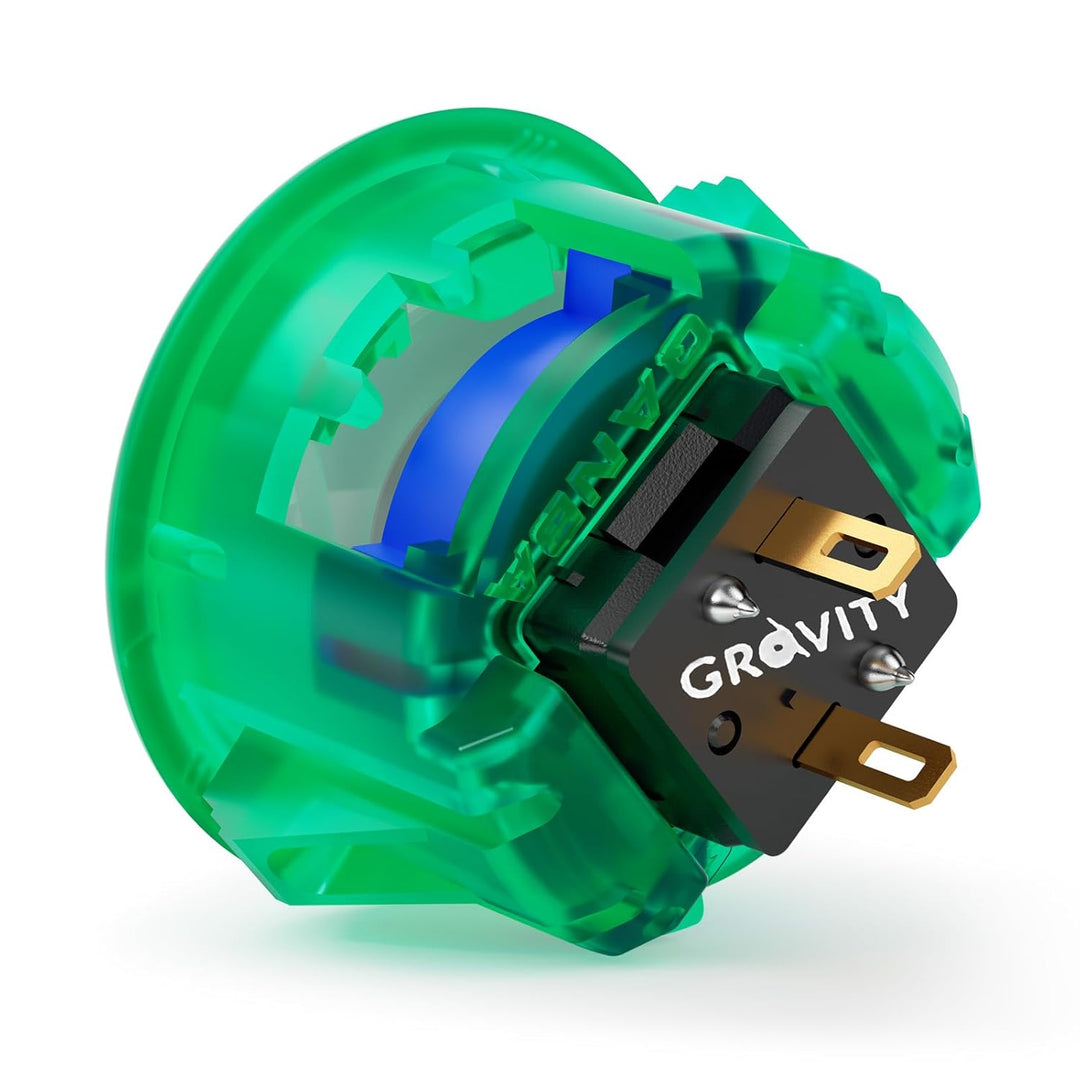 qanba Gravity KT Arcade-Tasten Mechanischer 30-mm-Snap-in-Druckknopf (Boxed) (Clear Dark green 30mm