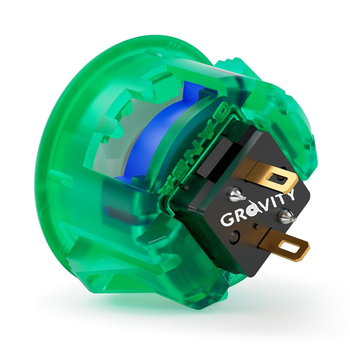 qanba Gravity KT Arcade-Tasten Mechanischer 30-mm-Snap-in-Druckknopf (Boxed) (Clear Dark green 30mm