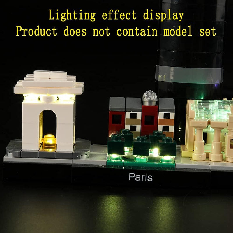 GEAMENT LED Licht-Set für (Architecture Paris mit Eiffelturm) Bausteine Set - Kompatibel mit Lego 21