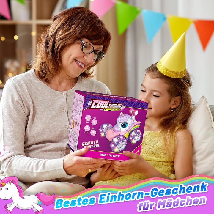 Hot Bee Einhorn Ferngesteuertes Auto ab 3 Jahre, Geschenk Mädchen 3 4 5 6 Jahre, 2.4GHz RC Auto, Ein