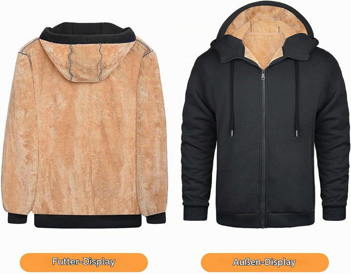 Xnova Sweatjacke Herren Fleecejacke Kapuzenpullover Zipper Hoodie Casual Bequemes und Warmes Übergan