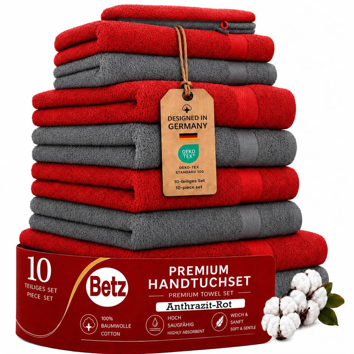 Betz Premium Frottier Handtuch-Set 10-teilig - 2X Duschtücher - 4X Handtücher - 2X Gästetücher - 2X