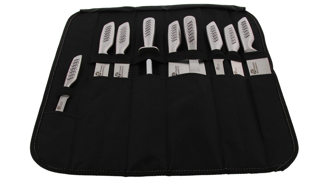 Pradel Excellence I7100 Küchenmessertasche, 9-teilig, Edelstahl klassisch
