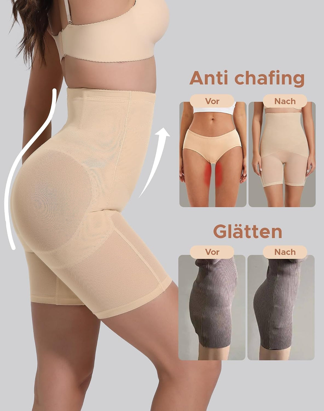 INNERSY Bauchweg Unterhose Damen Miederhose mit Bein Bauch Weg Figurformende Shapewear Hose XL 1 Bei
